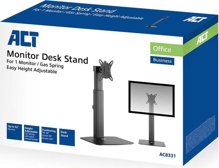 Produktbild Monitor Desk Stand, 1 screen up to 32ö, with gas spring (Standfuss, 32")