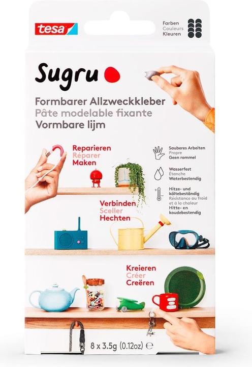 Actual product image Sugru by tesa Sugru 8x mouldable all-purpose adhesive, versatile adhesive putty for decorating, gluing & repairing (28 g)