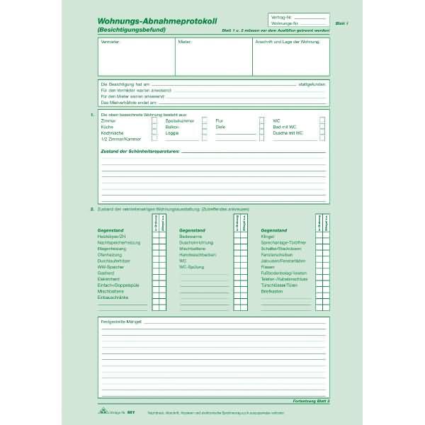 Produktbild Rnk Wohnungs Abnahmeprotokoll SD