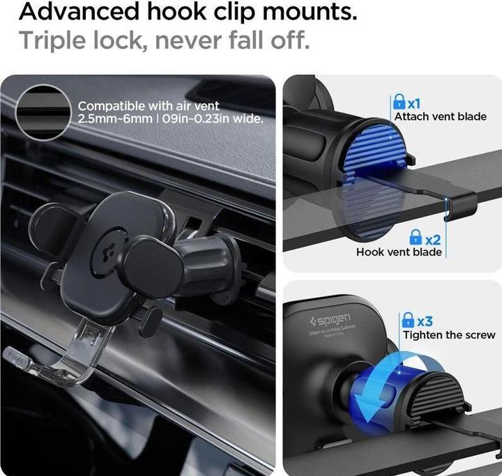 Actual product image Spigen car mount UTS12 Onetap Universal Vent Car Mount black