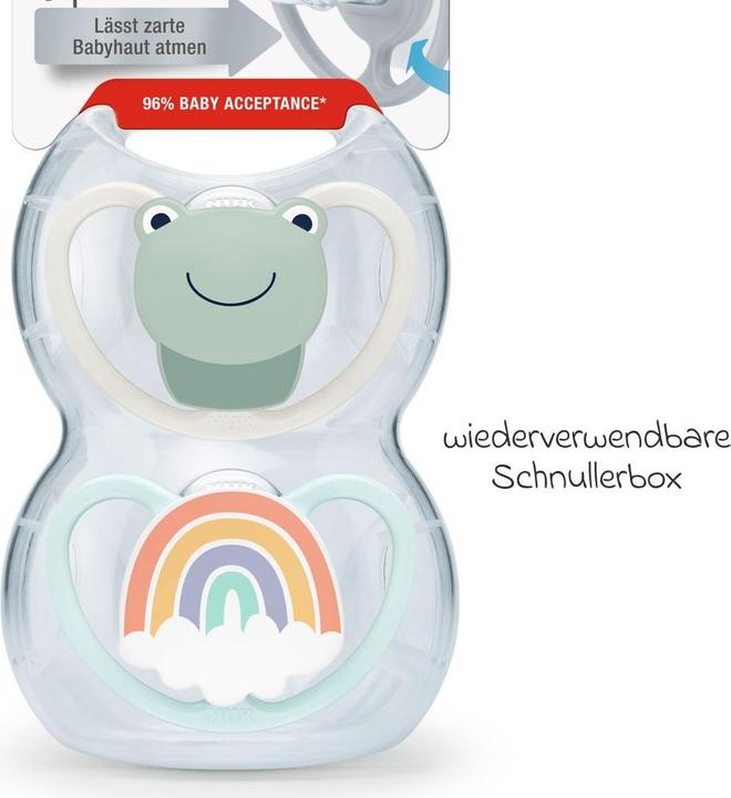 Produktbild NUK Schnuller Schnuller 2er Pack Space - Silikon 0-6 M - Frosch / (2 x, bis 6 Monate)