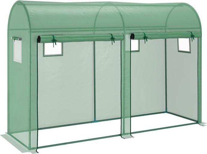 Swisshandel24 Foliengewächshaus 300x100x200 cm, 4 Fenster, 2 Türen aus PE-Kunststoff und Stahl