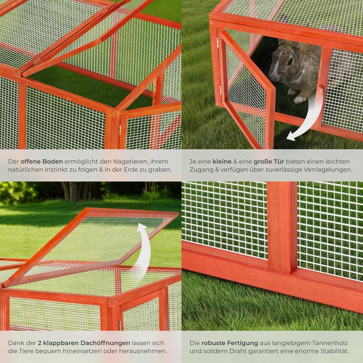 Actual product image tectake Kaninchenstall mit 4 Türen 181x90x48cm