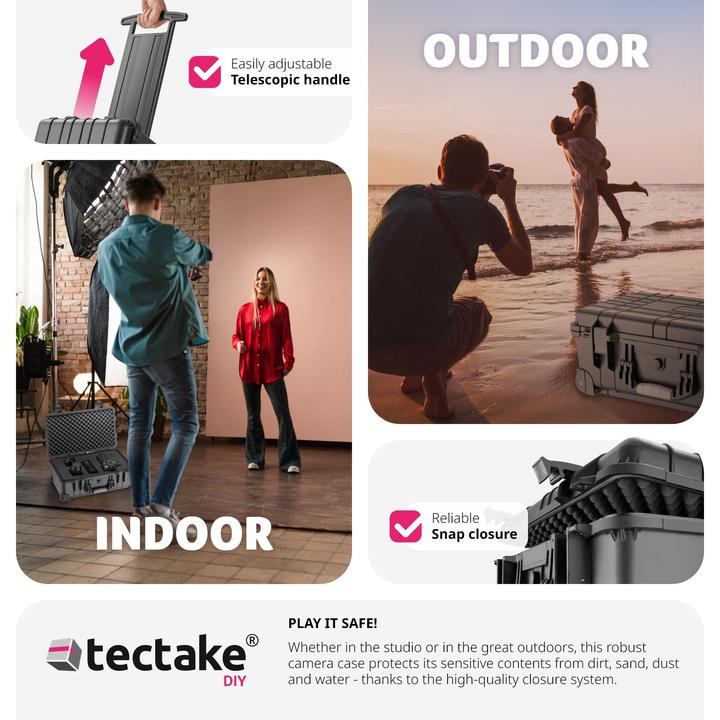 Actual product image tectake Wheeled Transport Case with Telescopic Handle (Photo case, 27 l)