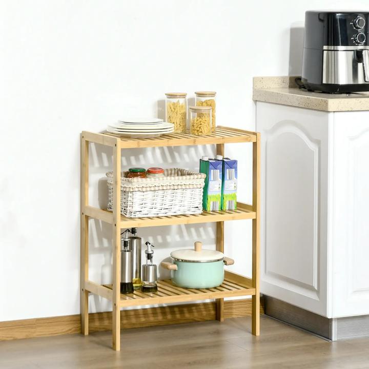 Produktbild Homcom Regal Bambusregal 3 Regalböden, Bambus 62x33x80cm, Natur