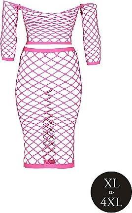 Actual product image Ouch! Long Sleeve Crop Top and Long Skirt - Pink - XL/XXXXL (Plus Size)