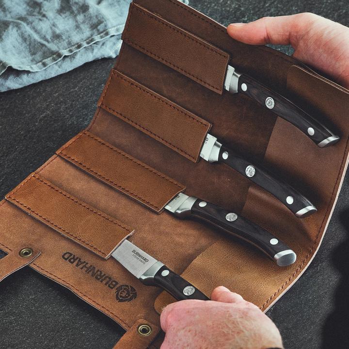 Immagine prodotto Burnhard Set di coltelli da bistecca e da cucina con manico in legno di pakka (4 Pezzo/i, Coltello)