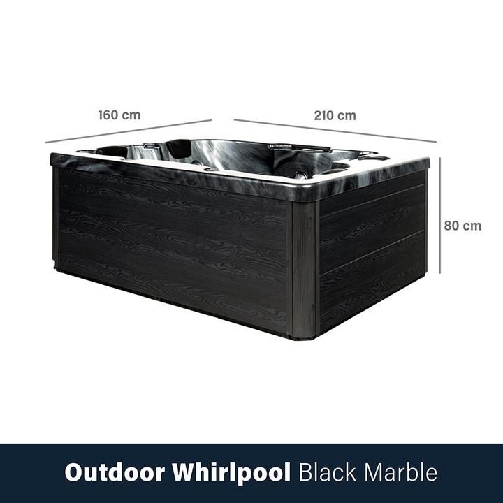 Image du produit Home Deluxe Jacuzzi d'extérieur BLACK PEARL, 27 jets de massage, éclairage, escalier et couverture thermique, 3