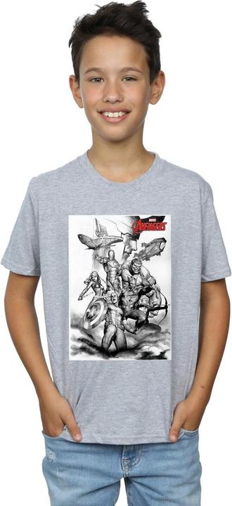 Image du produit - T-shirt AVENGERS ASSEMBLE TEAM SKETCH - Garçon (140, 146)