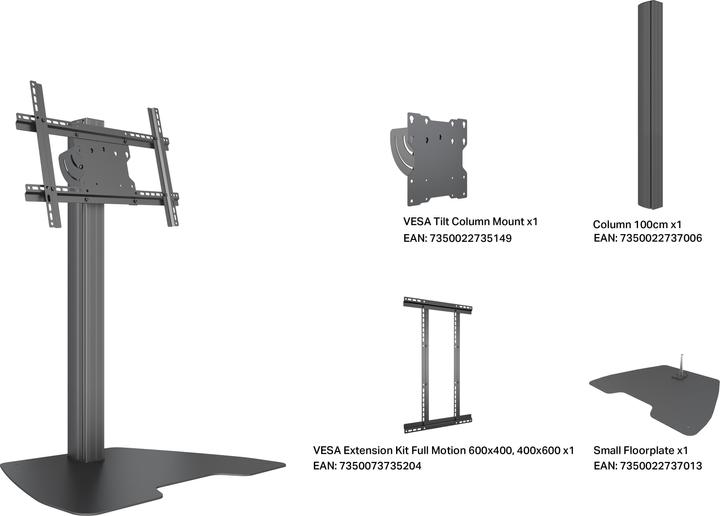 Actual product image Multibrackets TV-Ständer, 40-55", Metall/Aluminium, schwarz (55", 45 kg)