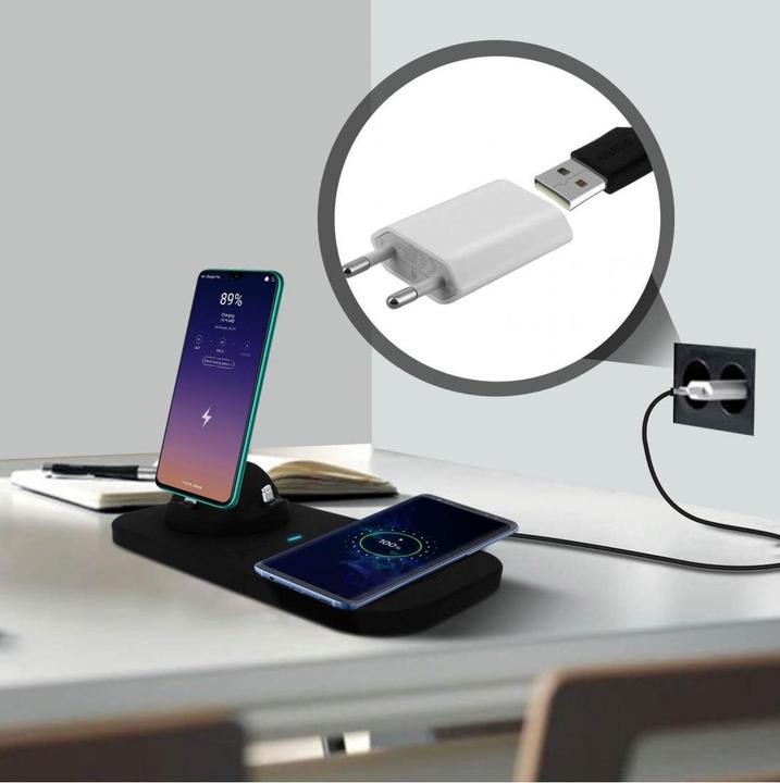 Actual product image Akashi USB-C / Lightning / Micro-USB / QI 4-in-1 charging station (10 W)