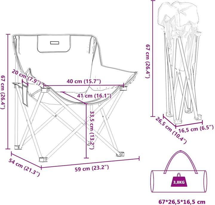 Actual product image VidaXL Camping chairs 2 pcs. with folding bag