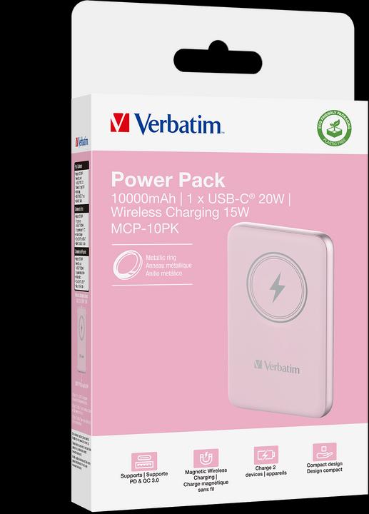 Immagine prodotto Verbatim Charge 'n' Go Magnetic Wireless Powerbank 10.000mAh rosa (10000 mAh, 20 W, 37000 Wh)