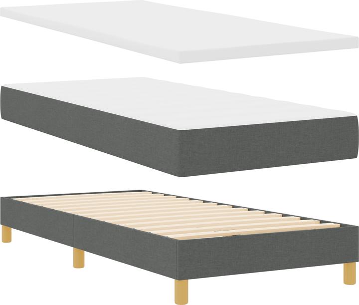 Produktbild VidaXL Boxspringbett mit Matratze Dunkelgrau 100x200 cm Stoff (100 x 200 cm)