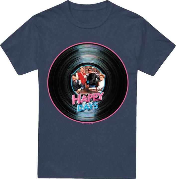 Actual product image Happy Days Unisex Adult On the Record T-Shirt (XL)