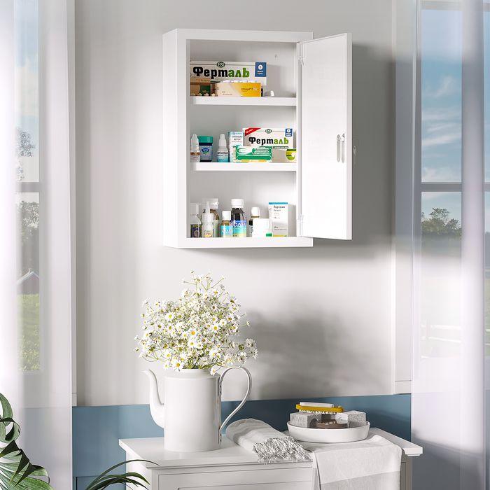 Produktbild Swisshandel24 Medizinschrank, abschliessbar, Einlegeböden, Stahlgehäuse, 30x14x46 cm, Weiss