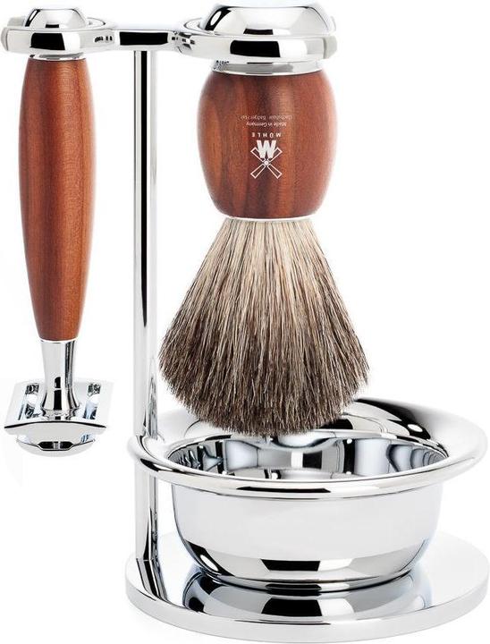 Produktbild Mühle Rasierset, 4-teilig mit Schale, Rasierpinsel mit reinem Dachshaar (Rasieröl, Rasierseife, Rasierpinsel)