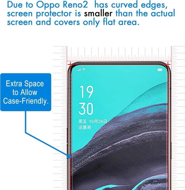 Produktbild Screenguard Oppo Reno2 Z Panzerglas Schutzfolie Case Friendly Design (1 Stück, Oppo Reno 2 Z)