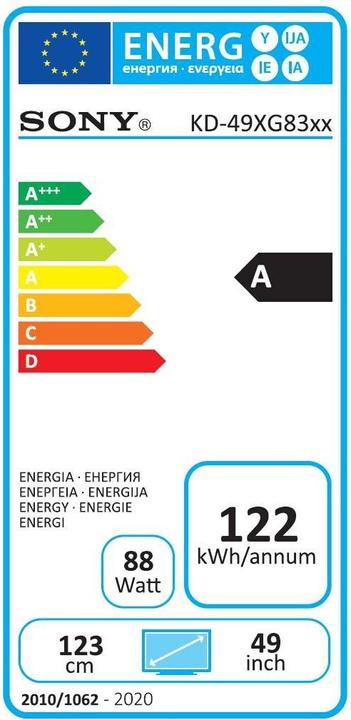 Energie-Label Sony KD49XG8305 (49", LCD, 4K, 2019)