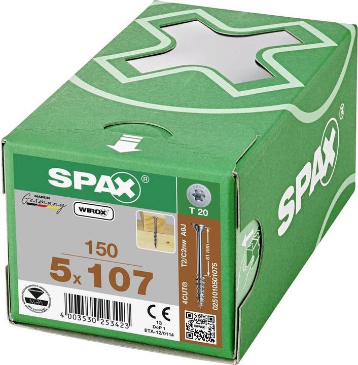 Produktbild Spax Tellerkopfschrauben WIROX Teilgewinde T-Star Plus Ø5,0x107mm (150 Stück) (150 Schrauben pro Stück)