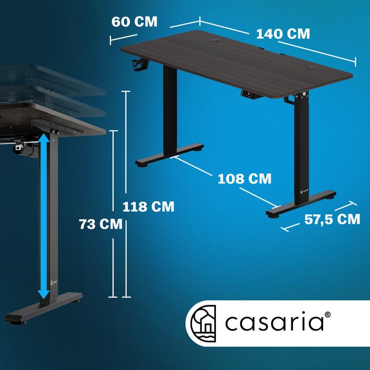 Actual product image Casaria Desk with adjustable height (140 x 60 x 118 cm)