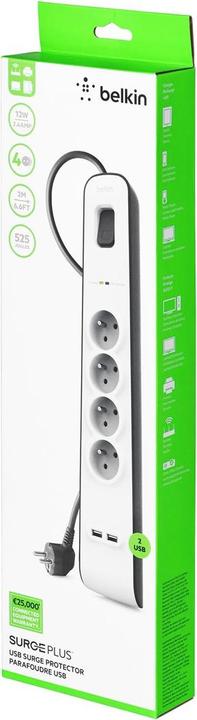Image du produit Belkin BSV401CA2M Protection de tension, 4 sorties AC (4 x, PECO 7/5, 2 m)