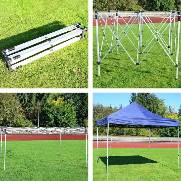 Actual product image VCM PROFI Falt Pavillon Partyzelt mit 2 Seitenteilen 3x3m blau wasserdichtes Dach (300 cm, 300 cm)