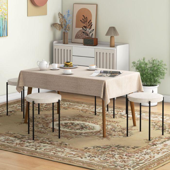 Produktbild Swisshandel24 4er-Set Küchenhocker 4-er Set, stapelbar, Samtoptik, bis 100kg, Metallrahmen, 41,5x41,5x46cm, Cremew