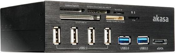 Image du produit Akasa AK-HC-05U3BK Lecteur de cartes interne à 6 ports USB 3.0 - noir (SATA, USB 2.0)