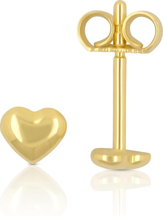 Muau Stud earrings heart yellow gold 750, 4mm (750/18K Gelbgold)