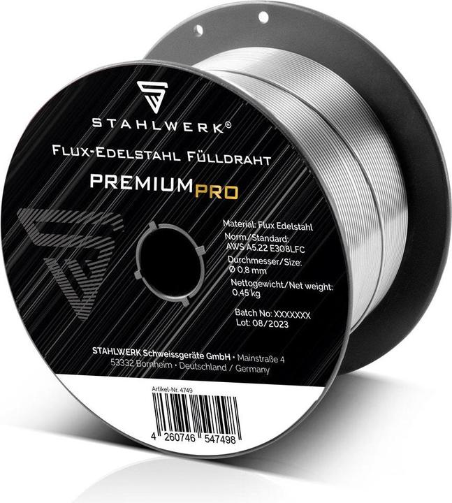Produktbild Stahlwerk Fülldraht FLUX Edelstahl E308LFC 0,8 mm 0,45 kg Drahtrolle Drahtspule