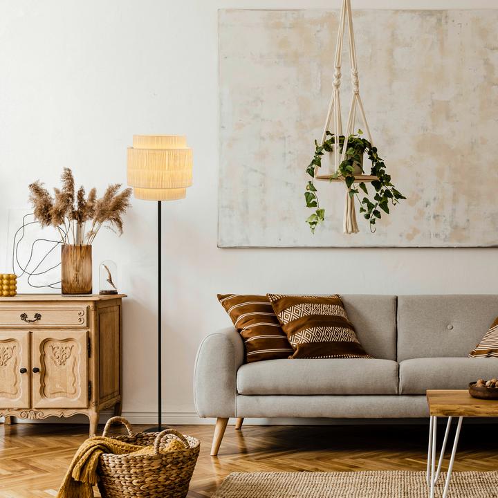 Actual product image Briloner Floor lamp, black / natural, excl.1x E27/max. 10W (E27)