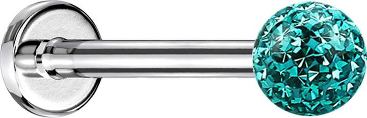 Produktbild Star Piercing Micro Labret silber mit Kristallkugel türkis und Epoxy Schutzschicht (ohne Messing, Chirurgenstahl 316L)
