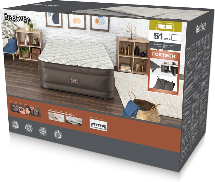 Actual product image Bestway Fortech Duvet Top Airbed Queen Built-in (152 x 203 cm)