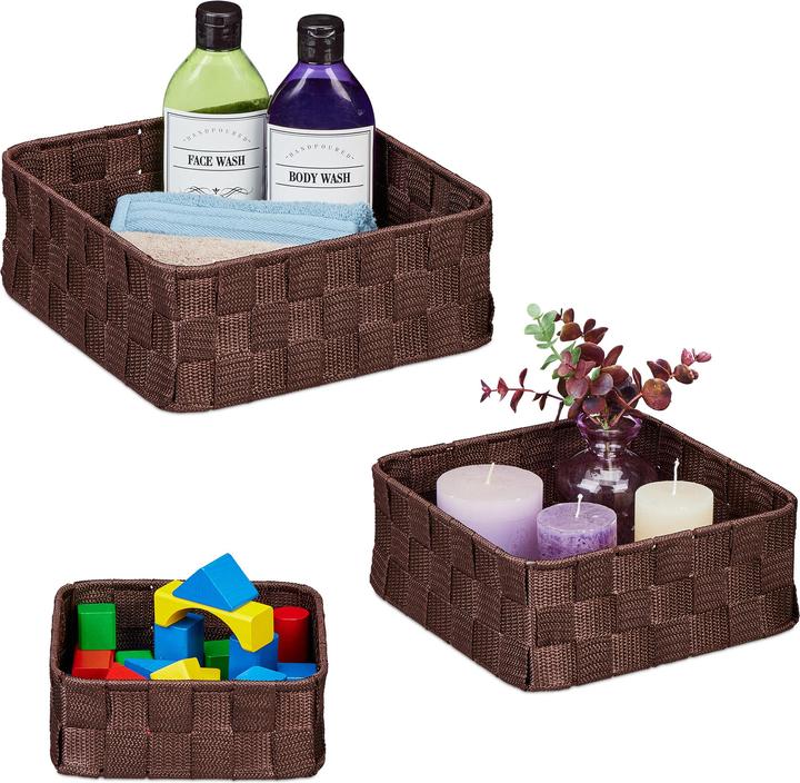 Immagine prodotto Relaxdays 3x cestino portaoggetti (3 x, 24 x 24 x 9,5 cm)