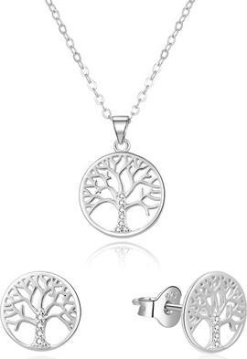 Beneto Silver Set of Tree of Life Jewelry AGSET214R (Necklace, Earrings)