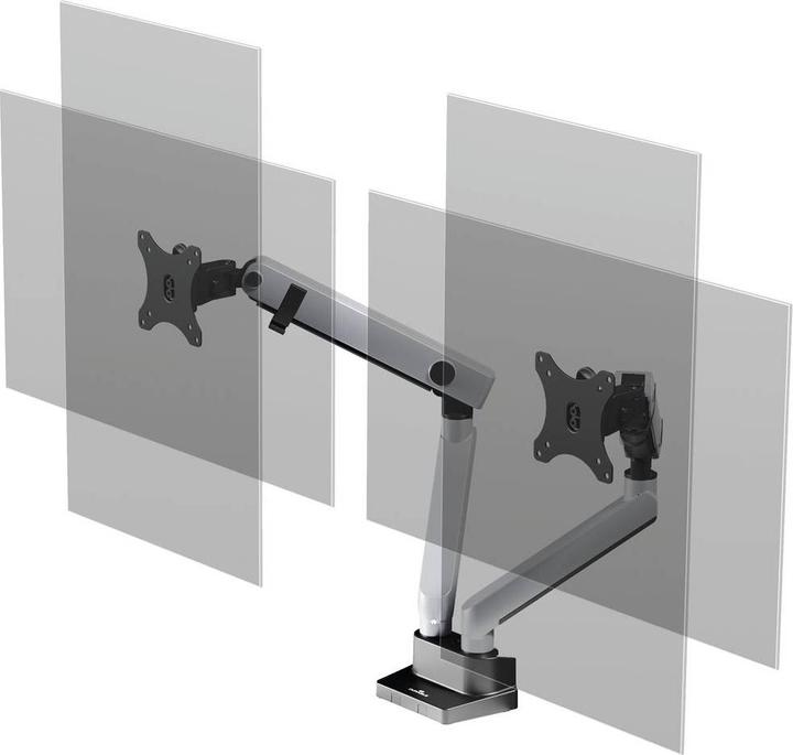 Actual product image Durable Monitor holder. SELECT PLUS w Arm f 2 Mon. tableb. Sil. (Table, 32")