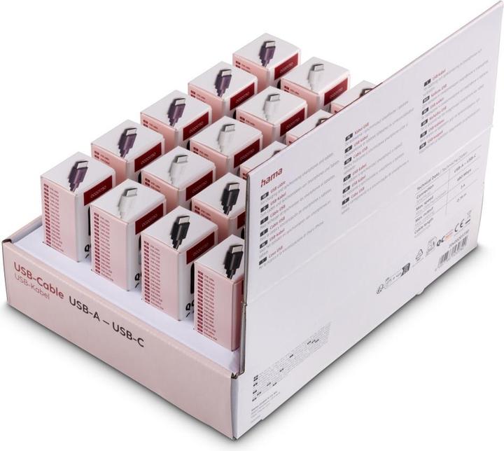 Image du produit Hama Câble de charge, USB-A - USB-C, 0,75 m, 20 pièces en présentoir (0.75 m, USB 2.0)