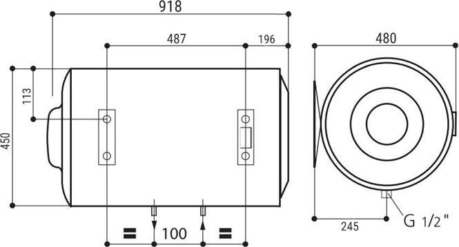 Image du produit Heater Water 100l Horizontal
