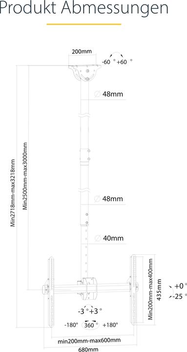 Produktbild StarTech TV Mount Ceiling Long Pole (Decke, 75", 50 kg)