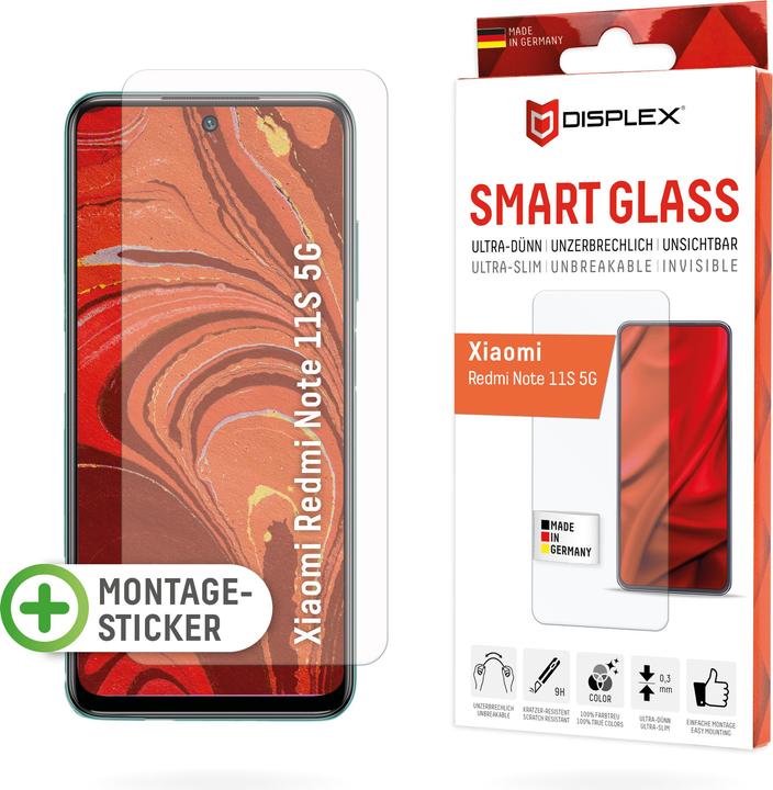 Actual product image Displex Smart Glass, Displayschutzfolie (1 Piece, Xiaomi Redmi Note 11S 5G)