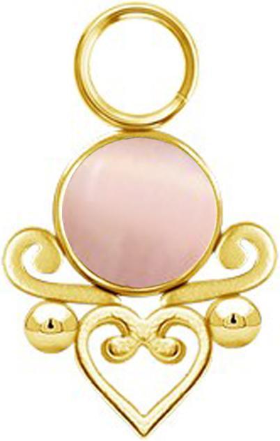 Produktbild Star Piercing Anhänger vergoldet rosa Katzenauge Stein filigranes Herz (Mineralisch, ohne Messing, Chirurgenstahl 316L)