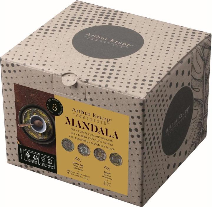 Actual product image Arthur Krupp Espresso Mug Mandala 100 ml, 4 pieces, Multicoloured (100 ml, 4 x)