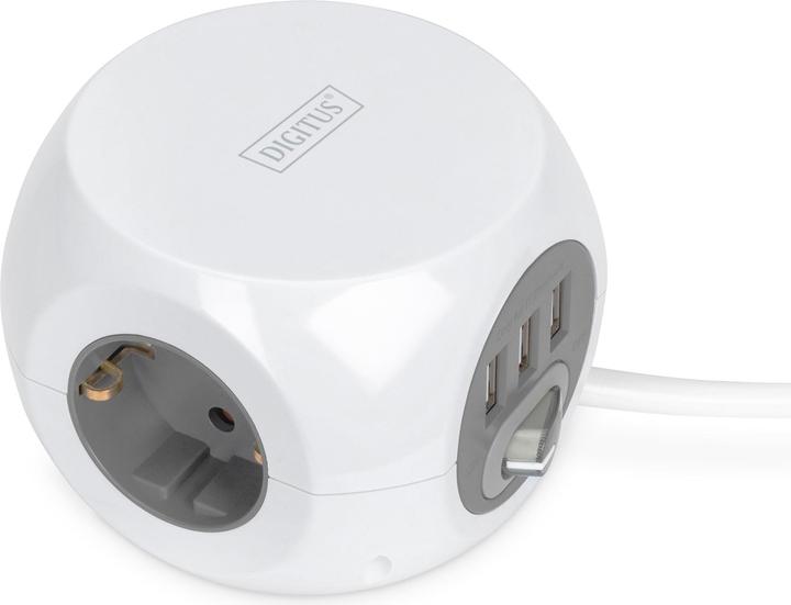 Image du produit Digitus Bloc multiprise cube à 3 prises avec 3 ports USB (3 x, CEE 7/4, 1.40 m)