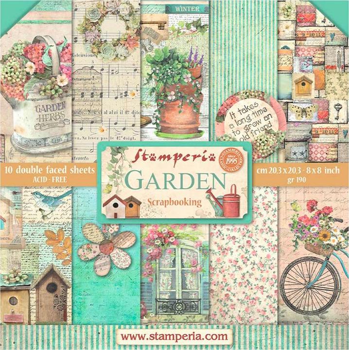 Produktbild Stamperia Scrapbooking Pad "Garden" (190 g/m², 10 x)