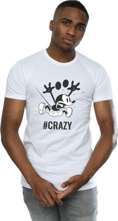 Actual product image Disney Mens Mickey Mouse #Crazy T-Shirt (S)