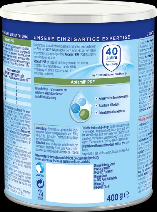 Nutritional values and ingredients Aptamil PDF Speciality food (400 g, from birth)