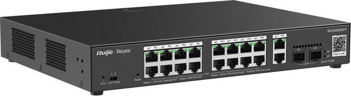 Actual product image Ruijie 20-Port Gigabit Smart POE Switch, 16 PoE/POE+ Ports with 2 Gigabit RJ45/2 SFP uplink ports, 250W PoE (20 Ports)