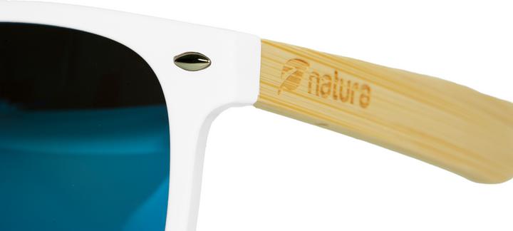 Image du produit Natura Punto Lunettes de soleil bambou, marron clair, monture blanche, verres miroir bleus