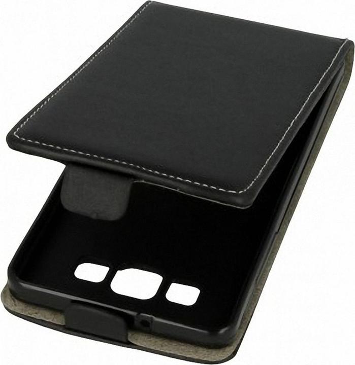 Produktbild König Design Flip Schutz Handy Hülle Microsoft Lumia 950 Schwarz Leder Imitat Slim Flex Neu (Nokia Lumia 950 XL)